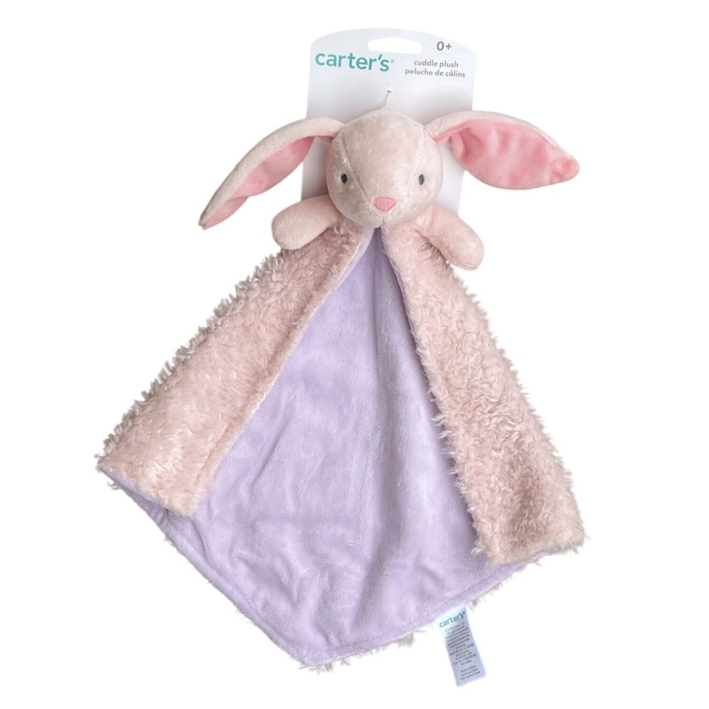 Carters Baby Bunny Lovey Security Blanket Cuddle Comfort Plush Pink & Purple NWT